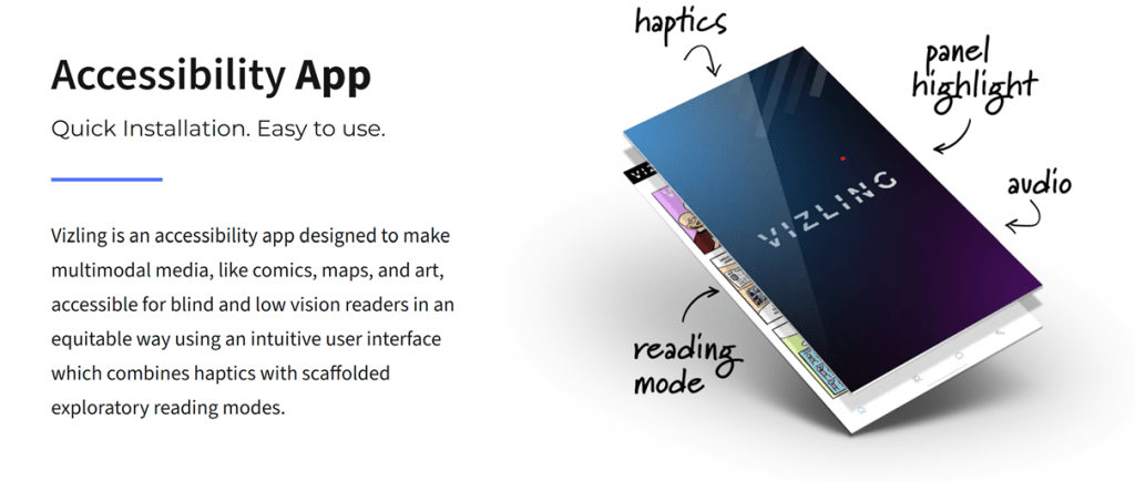 Capture d'écran présentant l'application Vizling